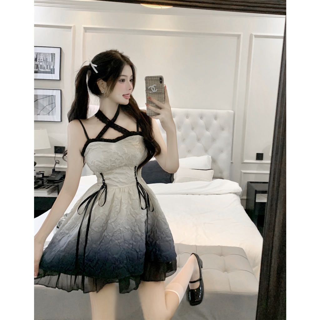 Đầm Ren Ôm Dáng Màu Sắc Gradient Gợi Cảm Phong Cách Mới Cho Nữ