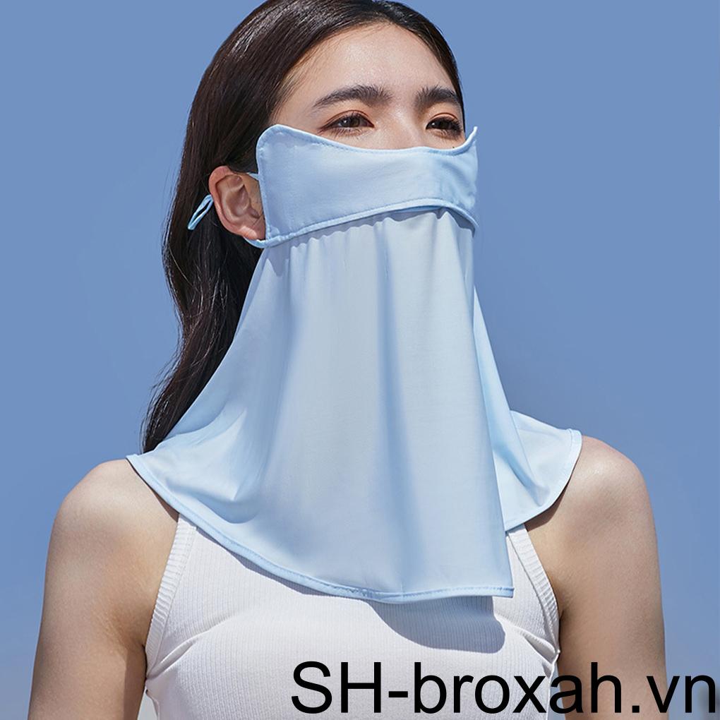 Khẩu Trang Chống Nắng Bằng Lụa Lạnh Thoáng Khí Nhanh Khô Che Phủ Tai Chống Tia UV Mùa Hè Cho