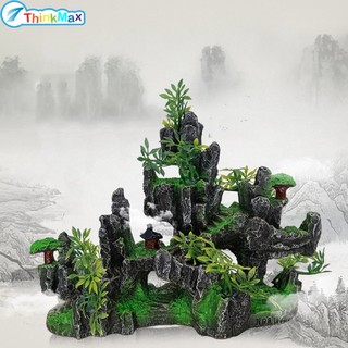 Hòn non bộ hai mặt bằng nhựa resin trang trí bể cá