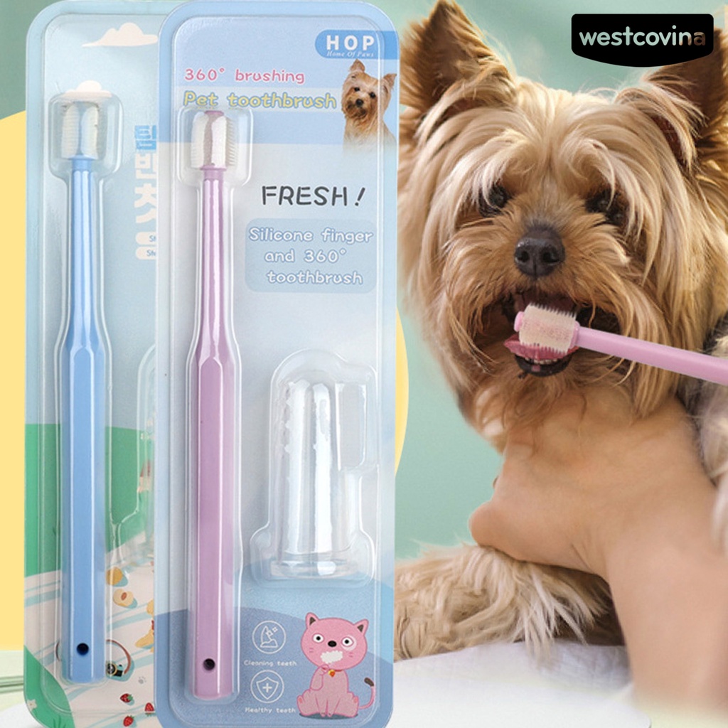[COD]♞1 Bộ Bàn Chải Đánh Răng Lông Mềm Linh Hoạt Bằng Nhựa Đeo Ngón Tay Cho Cún Cưng