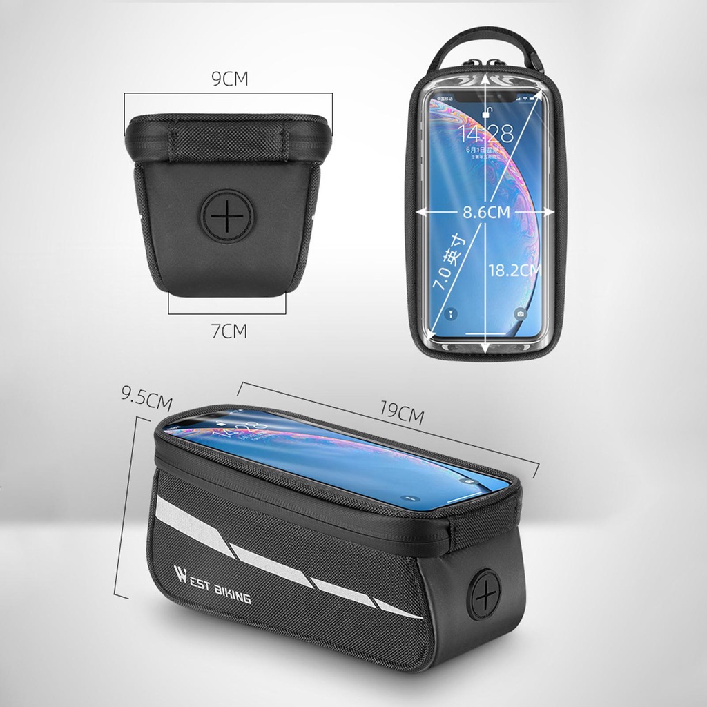 (CD) Túi Đựng Điện Thoại Cảm Ứng Màn Hình Kép Có Khóa Kéo Đôi Cho Tất Cả Các Loại Xe Đạp