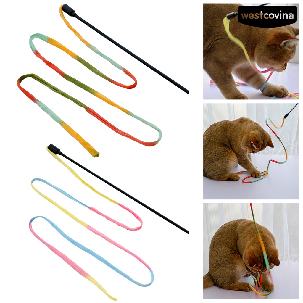 [COD]♞Gậy Đồ Chơi Gắn Dây Ruy Băng / Dải Vải Dài Màu Sắc Tương Tác Vui Nhộn Giảm Căng Thẳng Cho Mèo Cưng