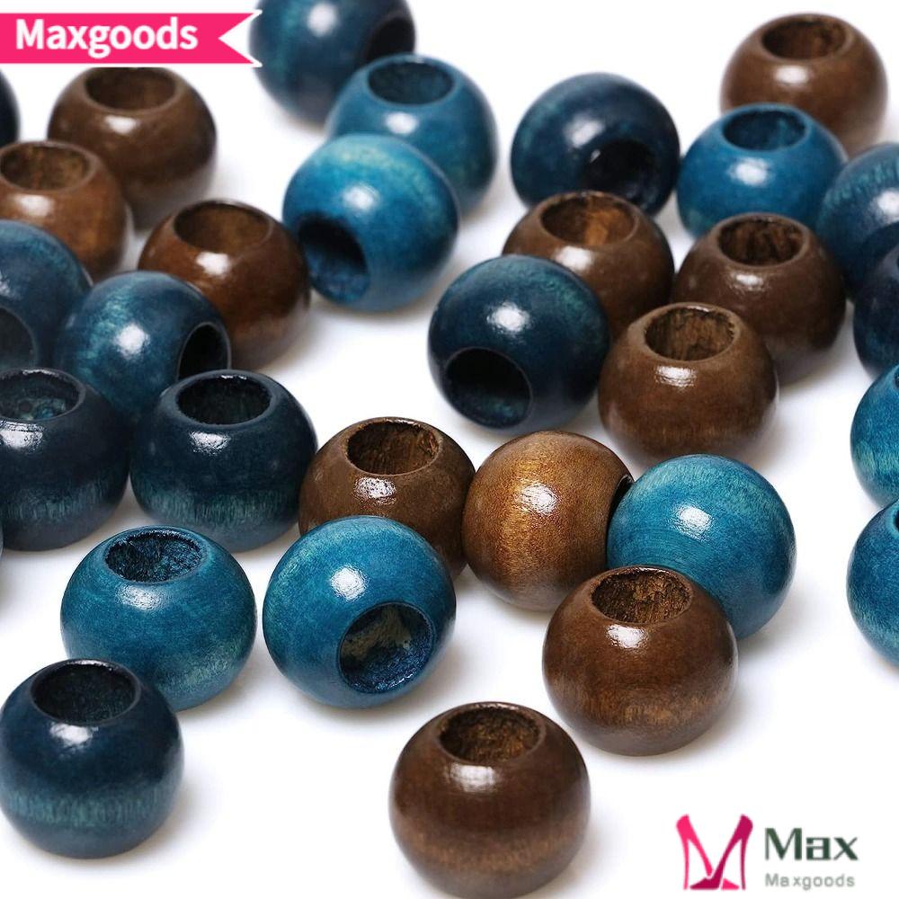 Bộ 150 Hạt Xỏ Lỗ Tròn Màu Xanh Navy / Nâu Bằng Gỗ Dùng Trang Trí Nhà Cửa