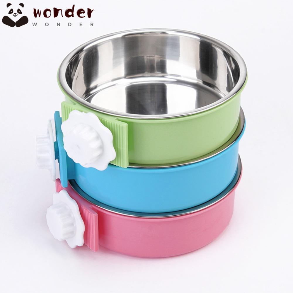 Bát Đựng Thức Ăn Cho Thú Cưng Bằng Thép Không Gỉ 304 Màu Hồng Có Móc Treo Cố Định Chống Quá Khổ Mới