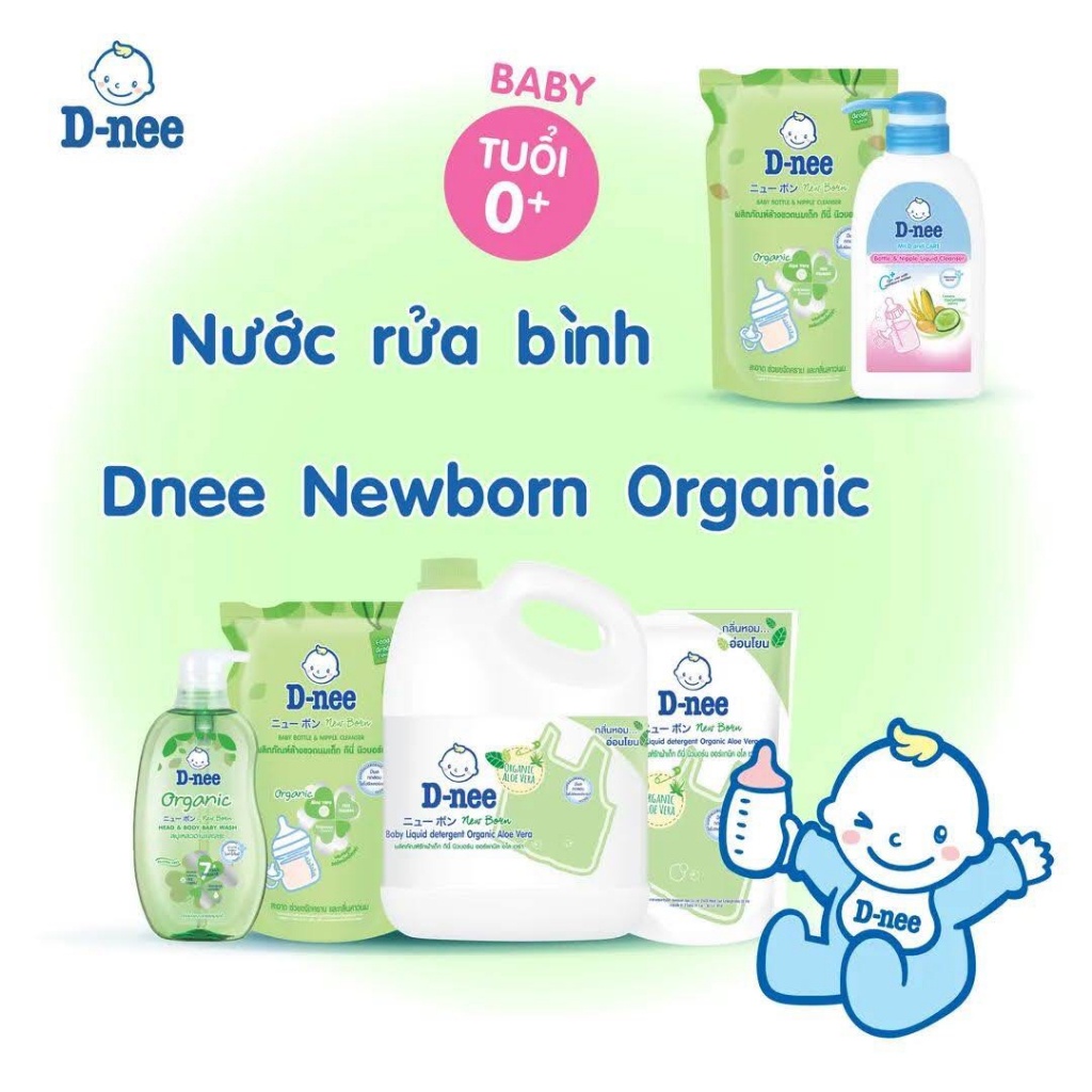 CHÍNH HÃNG TEM Công ty Đại Thịnh- Nước Rửa Bình Sữa Dnee Organic chai 600ml, túi 580ml, MẪU MỚI NHẤT