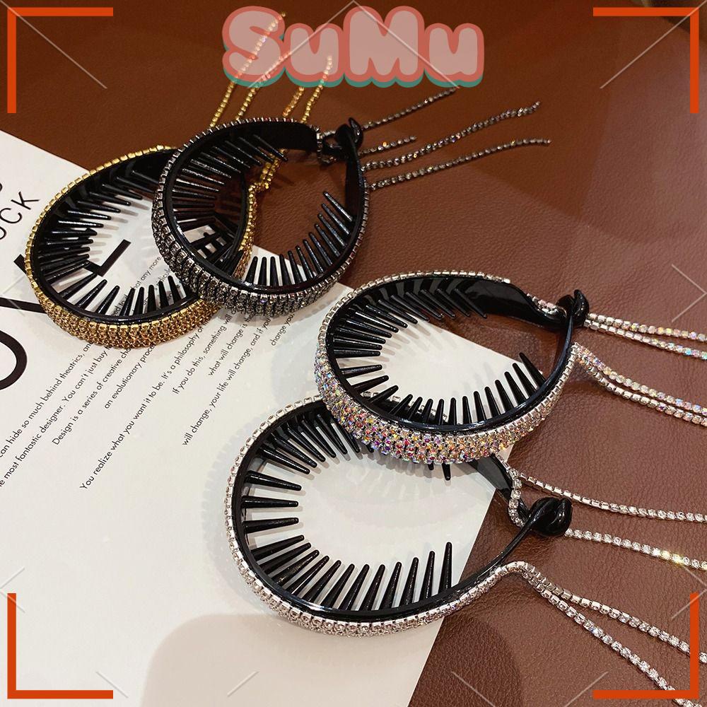SUMU 2 Kẹp Tóc Tua Rua Đính Đá Pha Lê Mới