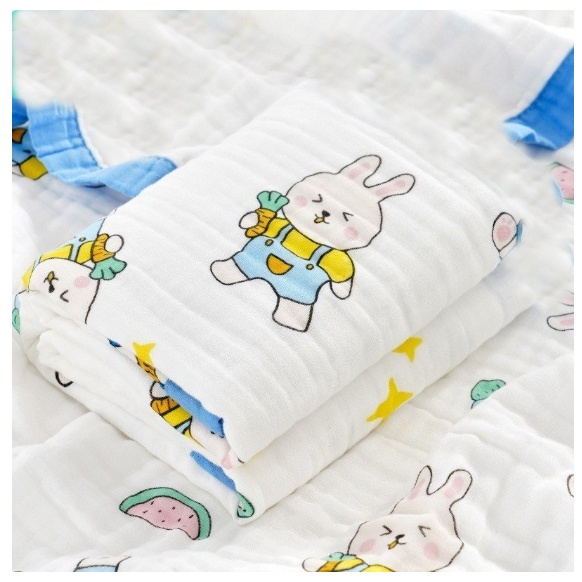 Khăn xô 6 lớp sợi tre không viền khăn tắm mềm mại cho bé sơ sinh size lớn 110 x 110 cm