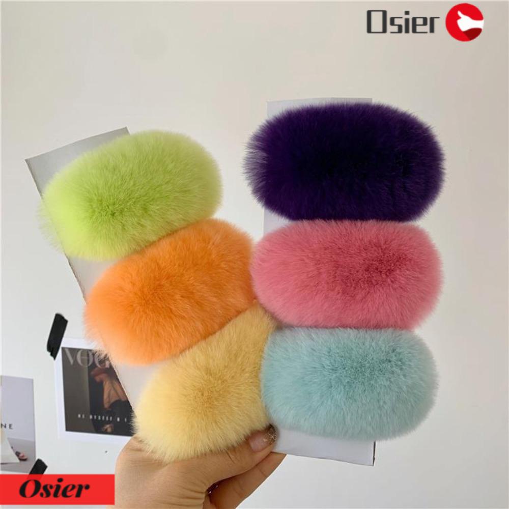 OSIER1 Kẹp Tóc Phối Lông Nhung Dễ Thương Xinh Xắn