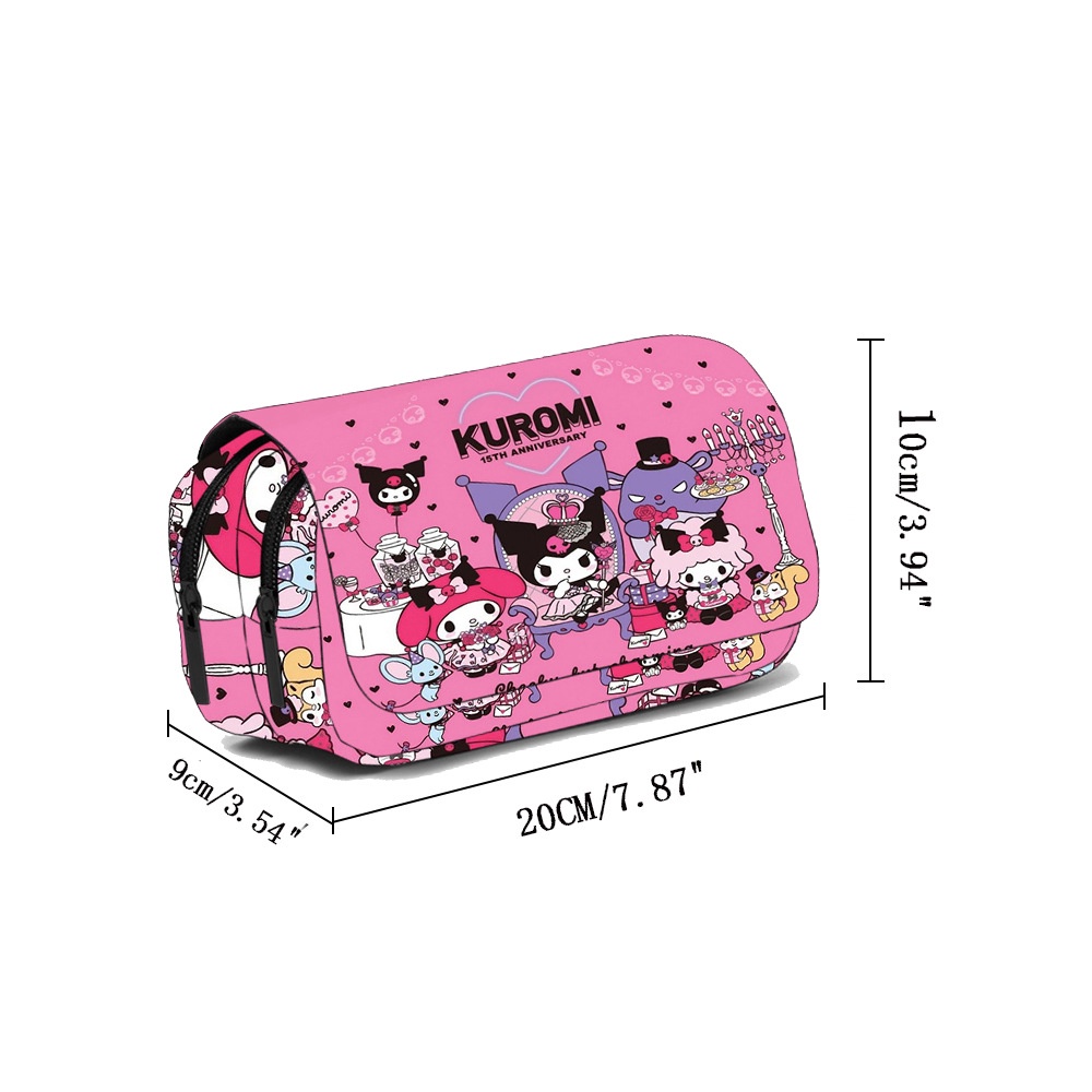Túi Đựng Bút Hai Lớp Sức Chứa Lớn Họa Tiết Kuromi Hoạt Hình Dễ Thương Sáng Tạo