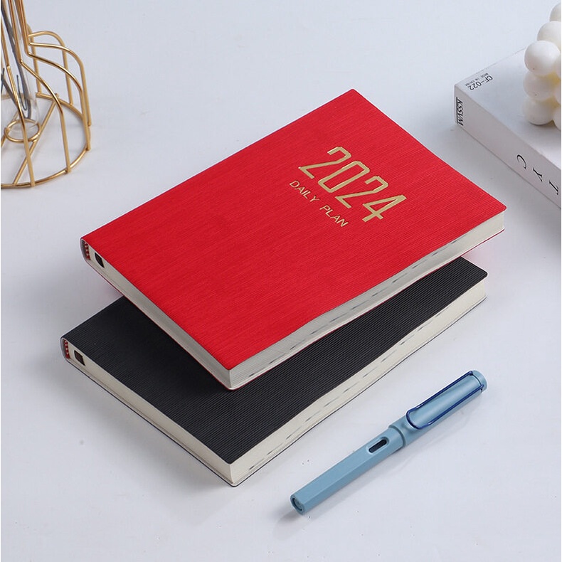 Chương trình nghị sự 2024 A5 English Planner Calendar Daily Planner Notebook 365 ngày Quản lý thời gian Niên giám Văn phòng phẩm