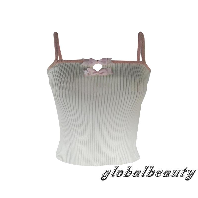 Áo Hai Dây Ôm Sát Đính Nơ Rỗng Thời Trang Mùa Hè Cho Nữ