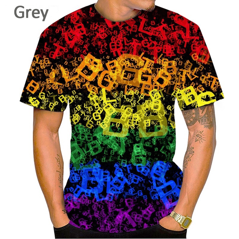 Áo Thun Tay Ngắn Cổ Tròn In Hình Cờ LGBT 3D Thời Trang Mùa Hè 2023 Size S-3XL