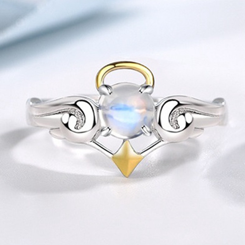 Ygt Nhẫn Mạ Bạc 925 Đính Đá Mặt Trăng Nhỏ Thiên Thần Có Thể Điều Chỉnh Kỷ Niệm Thời Trang Cho Cặp