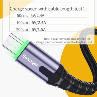 Essager Dây Cáp Sạc Nhanh micro usb android 3a 2m 3m Có Đèn led