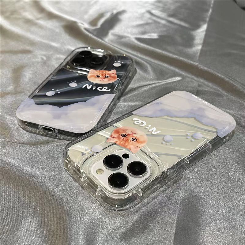 Ốp Điện Thoại Mềm Trong Suốt In Hình Mèo Hoạt Hình Dễ Thương Cho iPhone14promax 1312 / 11 7 / 8plus xr /ins