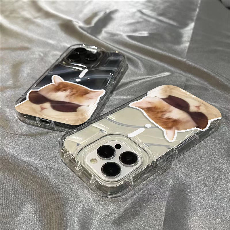 Plus Ốp Điện Thoại Mềm Trong Suốt Họa Tiết Mèo Đeo Kính Mát Có Khóa Kéo Cho iPhone14promax11 / xr 71312 8
