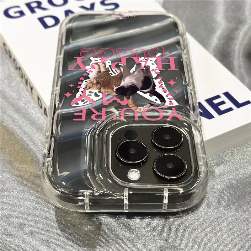 Ốp Điện Thoại Mềm Trong Suốt In Hình Mèo Và Chữ Cho Iphone 14Promax 1312 / 11 7 / 8plus xr