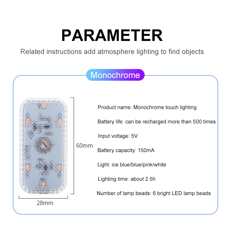 Đèn LED Mini Không Dây Cảm Ứng Chạm Để Đọc Sách Gắn Trần Xe Hơi