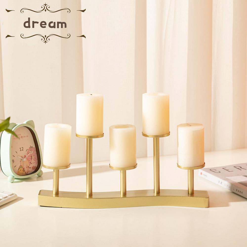 【DREAMLIFE】Candle Holder Candle Stand Elegant Metal Table Candlestick 32x13.6x5cm