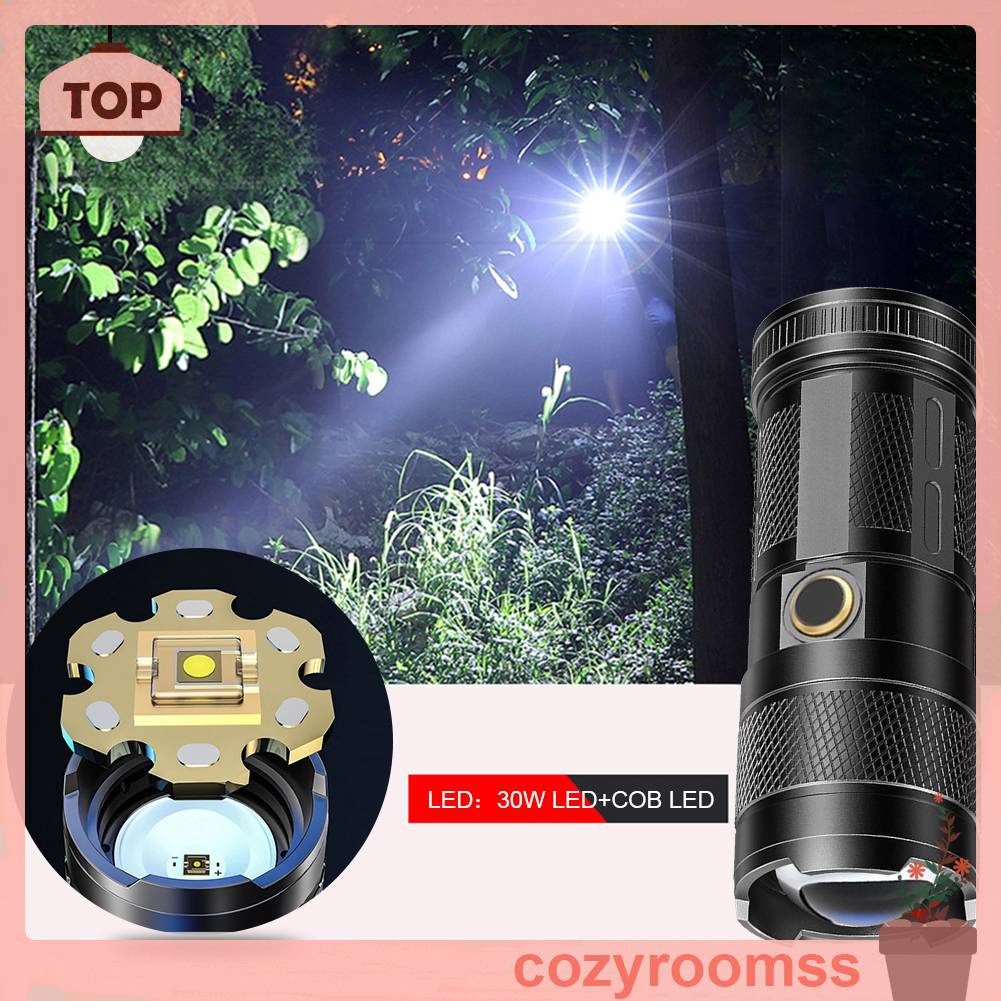 Đèn Pin 30W LED COB 1500mAh 1000LM Sạc USB Loại C Chống Thấm Nước