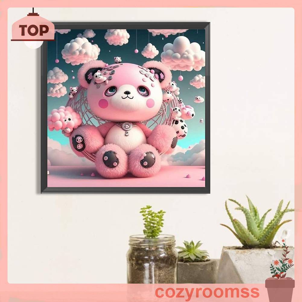 Bộ Tranh Đính Đá 5D Tự Làm Toàn Diện Hình Gấu Trang Trí Nhà Cửa