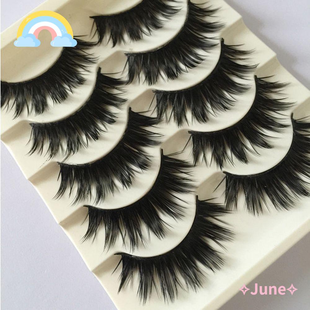 JUNE Set 5 Cặp Lông Mi Giả 3D Dày Dặn Tự Nhiên Dành Cho Nữ
