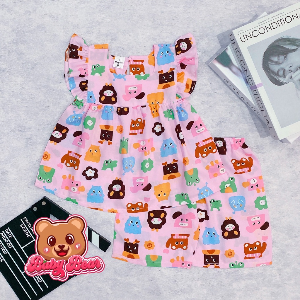 Bộ tole babydoll bé gái quần lửng cổ vuông 10-42kg babybearvn