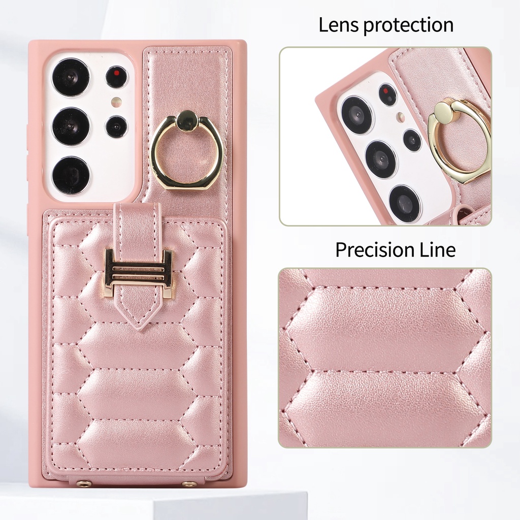 Ốp Điện Thoại Da Kèm Ngăn Đựng Thẻ Và Dây Đeo Chéo Cho Samsung S23 Ultra S22 Plus S21 FE S21 Ultra S20 Plus S23 Plus