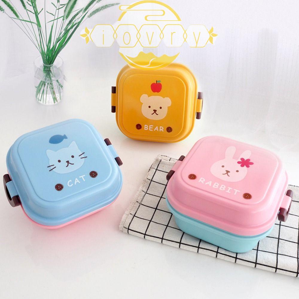 IVORY Hộp Đựng Thức Ăn Hai Tầng Hình Vuông Bằng Nhựa Dành Cho Trẻ Em