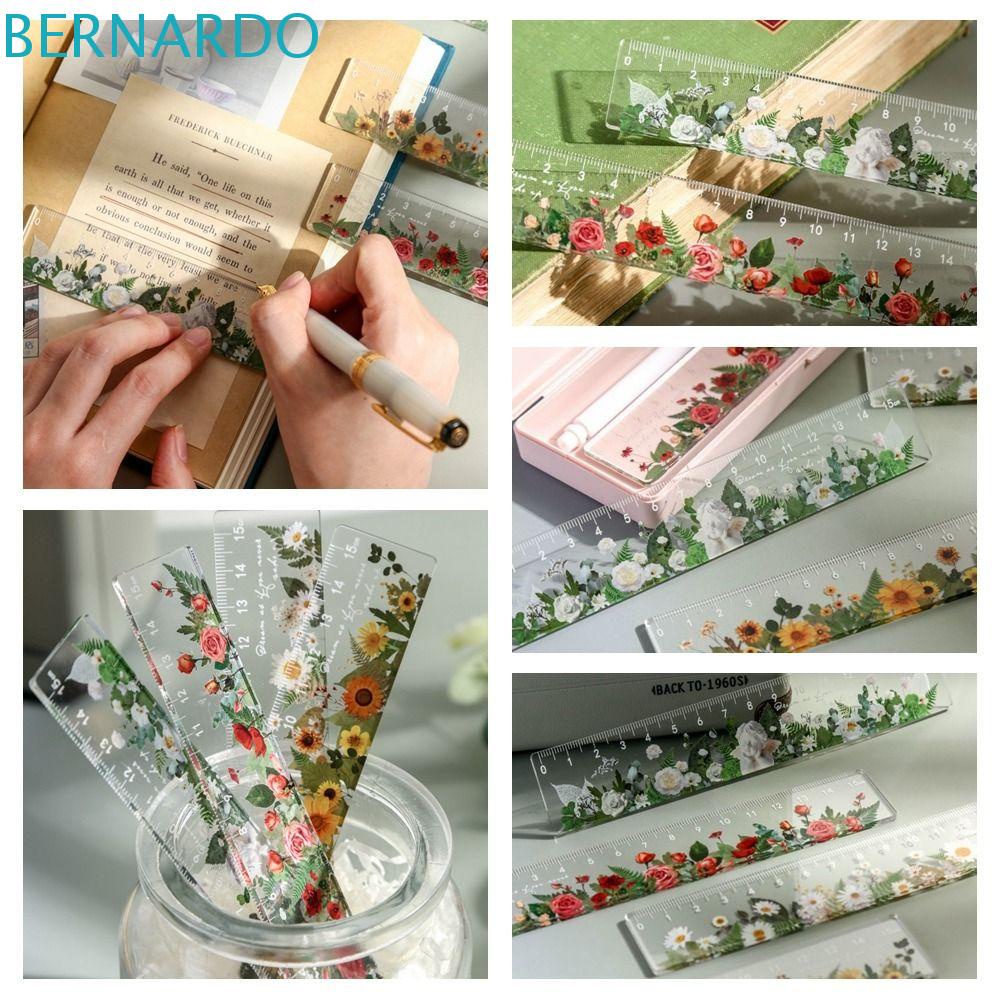 BERNARDO Thước Thẳng 15cm Hình Hoa Hồng Bằng Acrylic Sáng Tạo Để Đánh Dấu Trang Sách