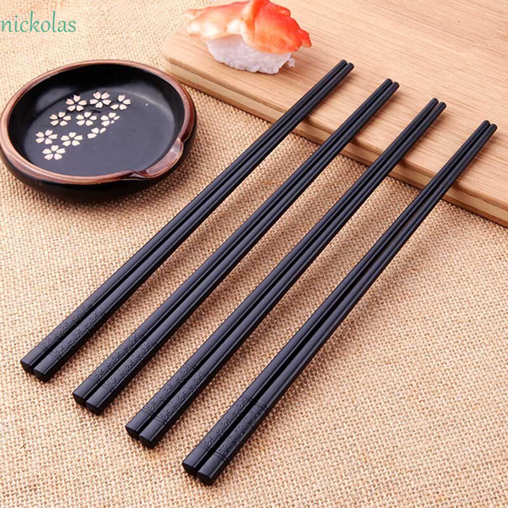 NICKOLAS Bộ Đũa Ăn Sushi Dài Màu Đen Chống Trượt Phong Cách Nhật Bản