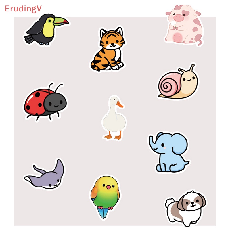 Bộ 50 Miếng Dán Hoạt Hình Động Vật Dễ Thương Trang Trí Vali / Laptop / Xe Hơi / Xe Máy