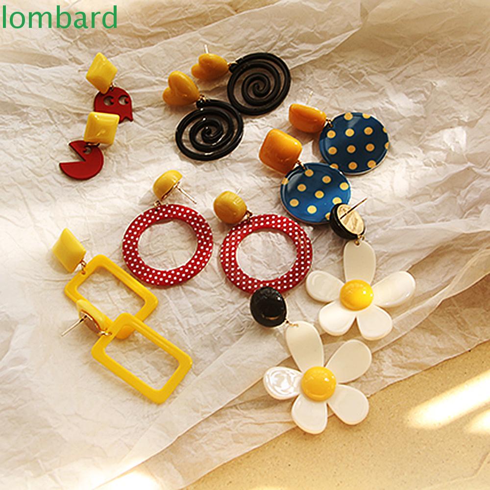 LOMBARD Khuyên Tai Hình Tròn Lớn Họa Tiết Chấm Bi Mới Dành Cho Bạn Nữ