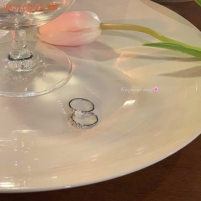 Nhẫn Hở Hình Nơ Hoa Đính Đá Zircon Màu Bạc Tùy Chỉnh Thời Trang Cho Nữ