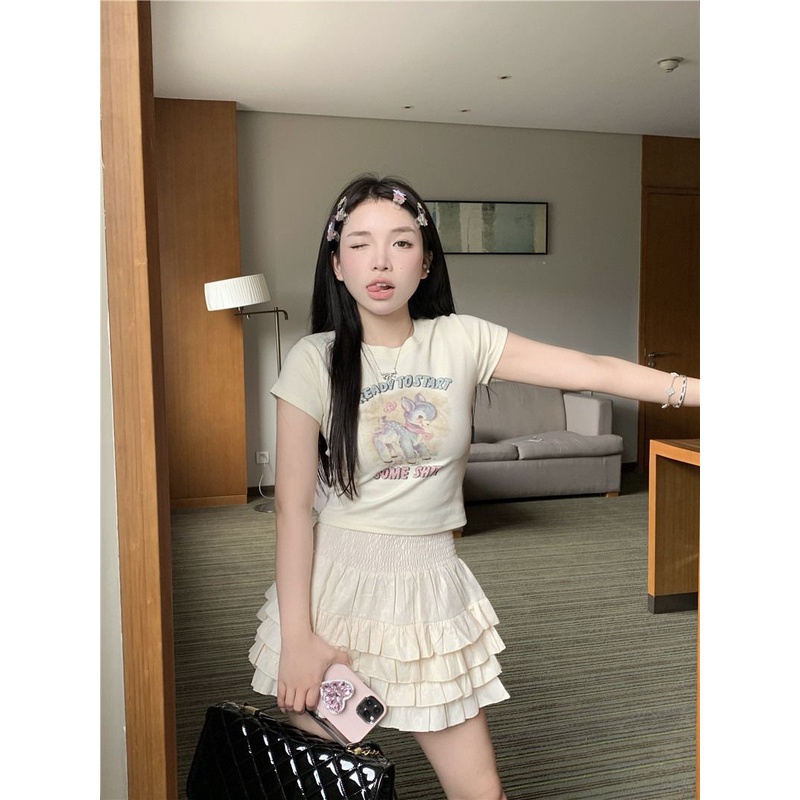 Áo Thun Tay Ngắn Hở Vai Dáng Ôm Phong Cách Mùa Hè Mới Cho Nữ