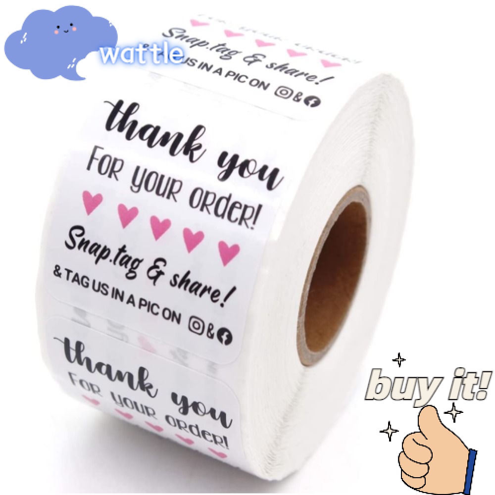 WATTLE 1 Cuộn 500 Nhãn Dán Tự Dính In Chữ Thank You for Your Order Trang Trí Phong Bì