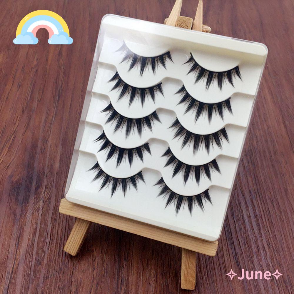 JUNE Set 5 Cặp Lông Mi Giả Dài Và Dày Trang Điểm Cho Nữ
