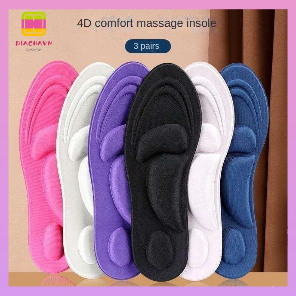 DIACHAVN Miếng Lót Giày 4D Thấm Hút Mồ Hôi Mát Xa Giảm Đau Cho Nam Và Nữ