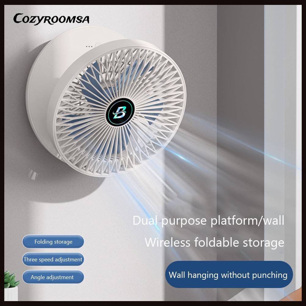 Quạt Gắn Tường 1200mAh / USB Yên Tĩnh Có Thể Sạc Lại Cho Nhà Ở / Văn Phòng