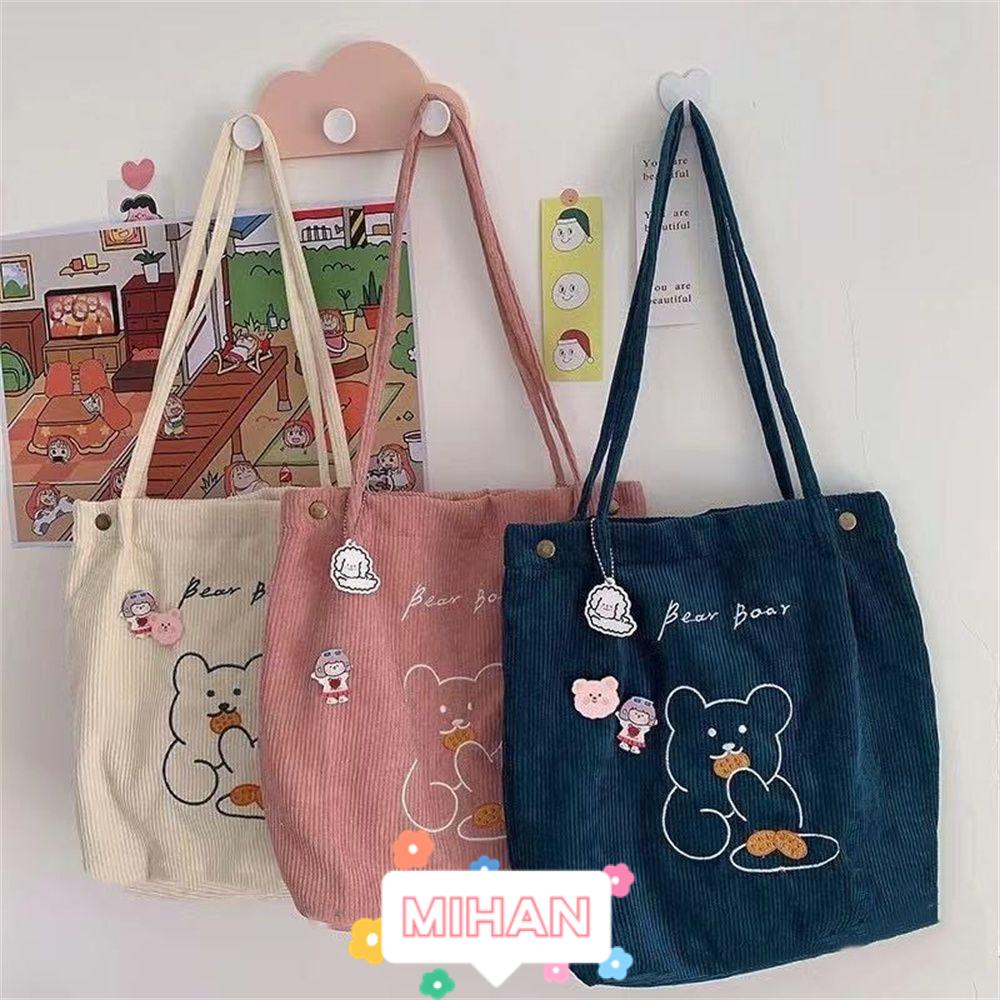 MIHAN1 Túi Xách Thêu Hình Gấu Dễ Thương