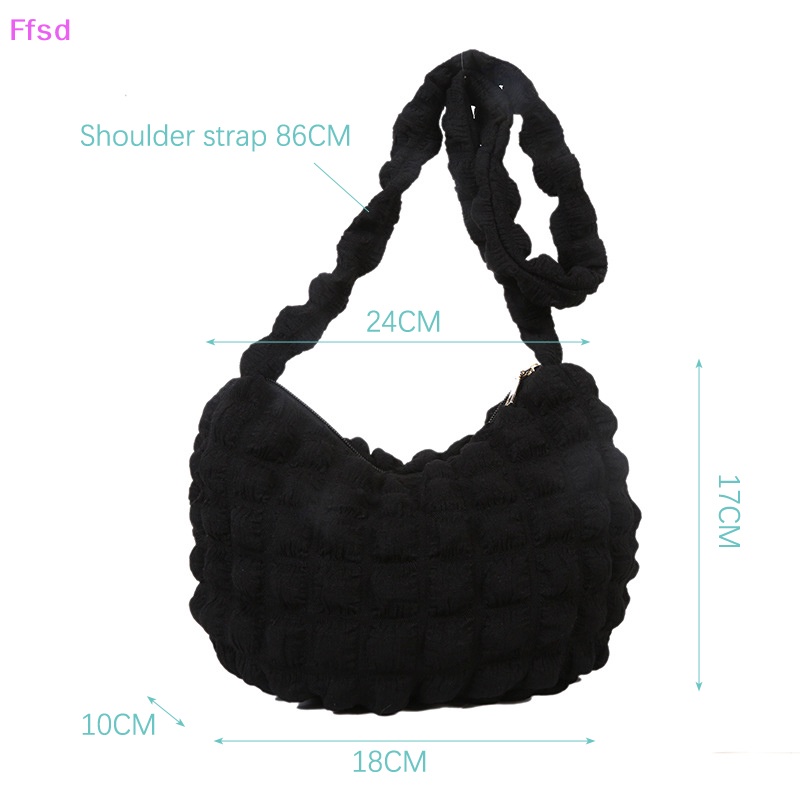 {Ffsd} Túi Xách Tote Xếp Ly Chần Bông Cotton Sức Chứa Lớn Họa Tiết Kẻ Sọc Thời Trang Cho Nữ * Bán Chạy
