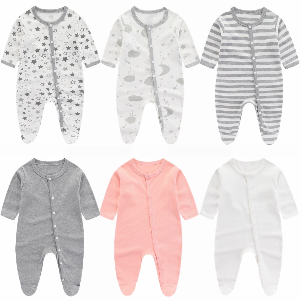 Bộ Áo Liền Quần Cotton Tay Dài Thời Trang Mùa Hè Cho Bé Sơ Sinh
