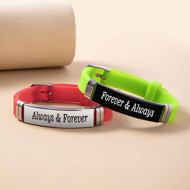 Ygt 1 Cặp Vòng Tay Silicone Thép Không Gỉ In Chữ Ker King His Queen Cho Cặp Đôi