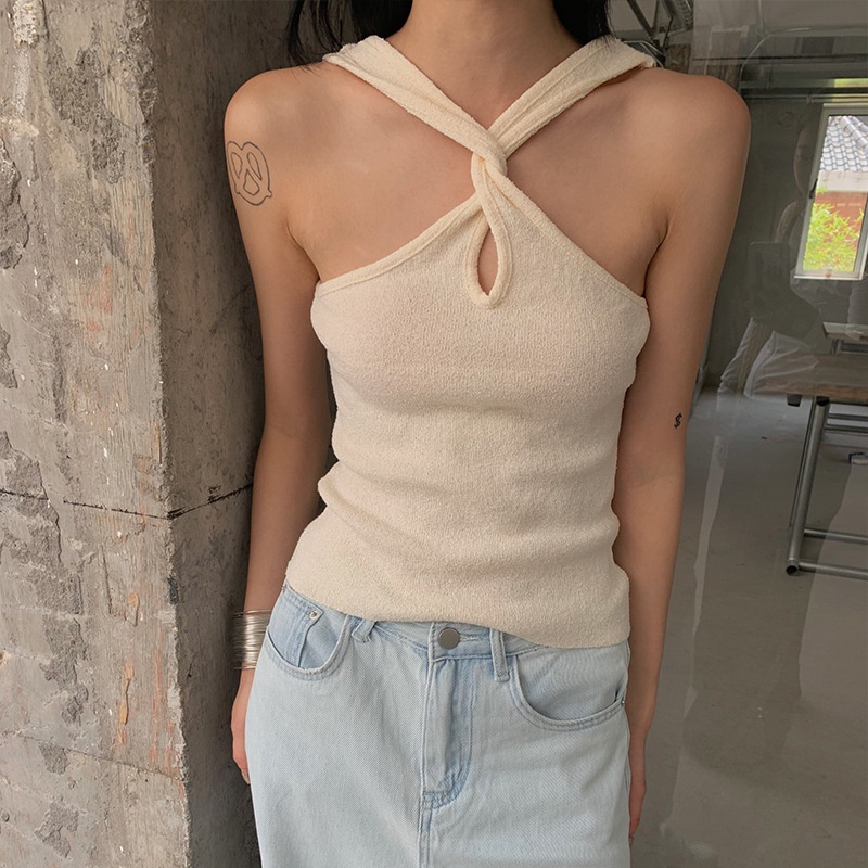 Áo Hai Dây Mỏng Mùa Hè Nhiều Cách Mặc Kiểu Mới Hình Tròn Thắt Nút Có Dây Bản Rộng Nhiều Màu Tùy Chọn Cho Nữ 3930
