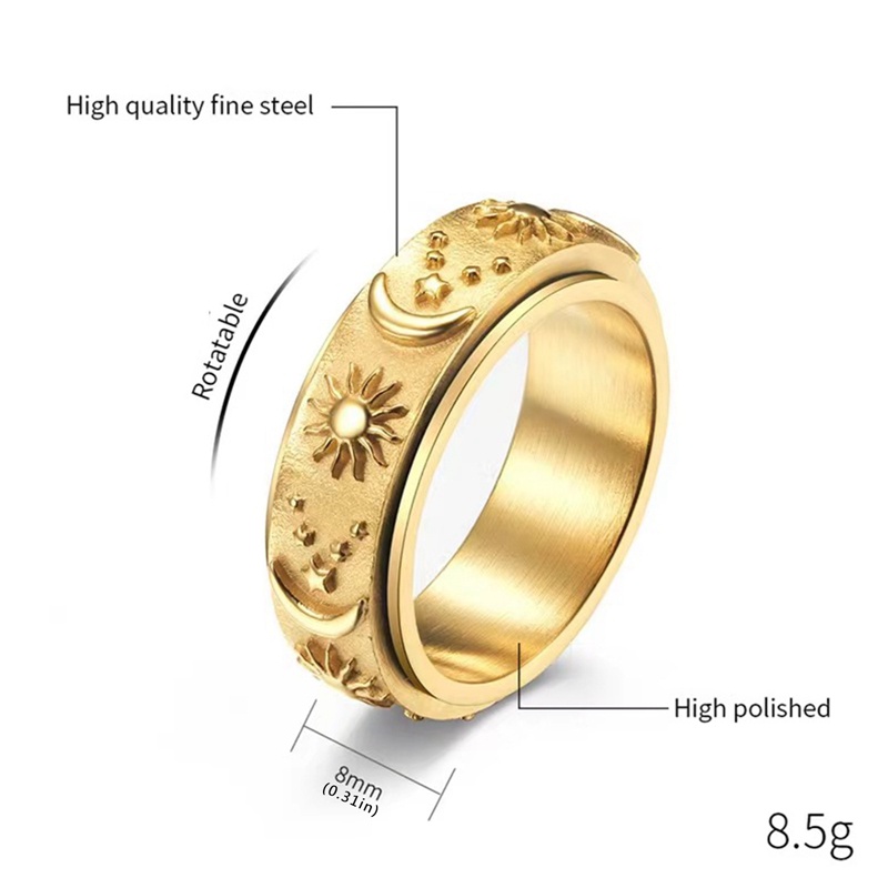 Ygt Nhẫn Xoay Bằng Thép Không Gỉ Hình Trăng Sao Celtic Giảm Căng Thẳng Cho Nam Và Nữ