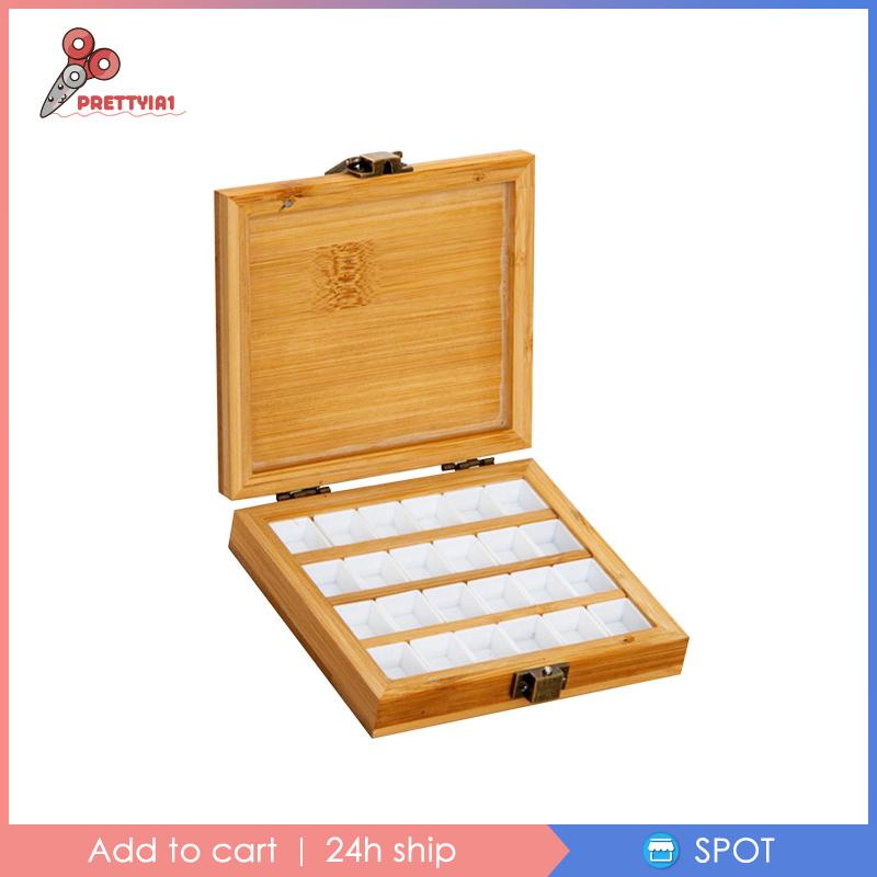 Khay Đựng Màu Vẽ Bằng Gỗ Tre Kèm Nắp Đậy Tiện Dụng