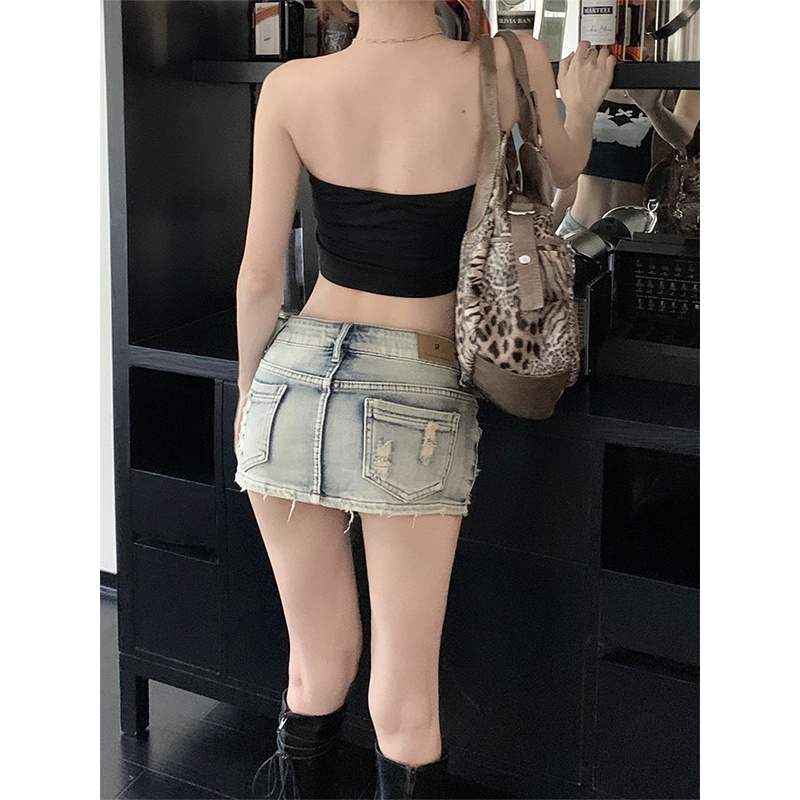 Bán Chạy✨Chân Váy Jeans Rách Thời Trang Dành Cho Nữ