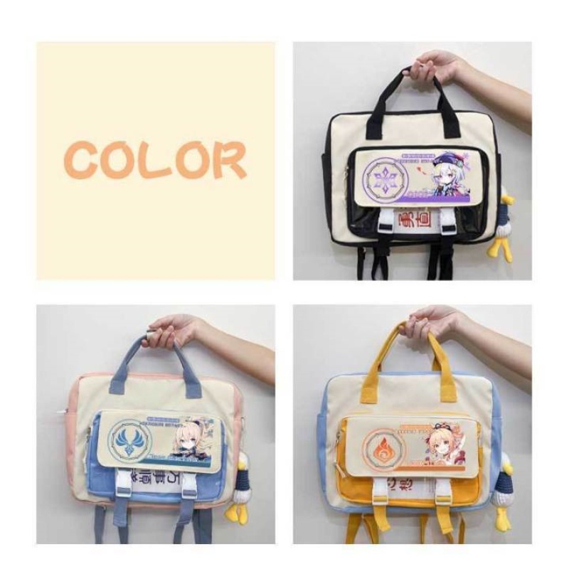 Genshin Va Chạm Ba Lô Zhongli Venti Cầm Tay Sức Chứa Lớn Đựng Máy Tính