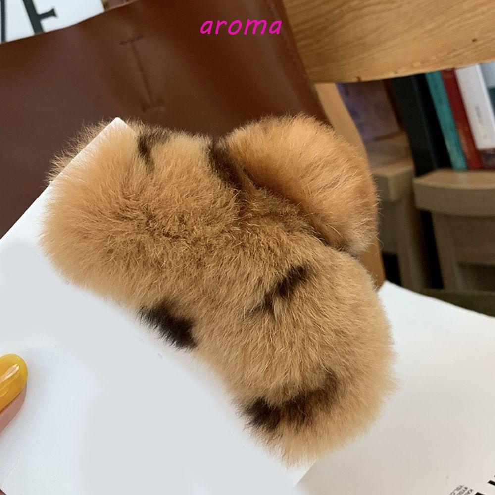 AROMA Kẹp Tóc Lông Thỏ Màu Sắc Ngọt Ngào Thời Trang Thu Đông Cho Nữ