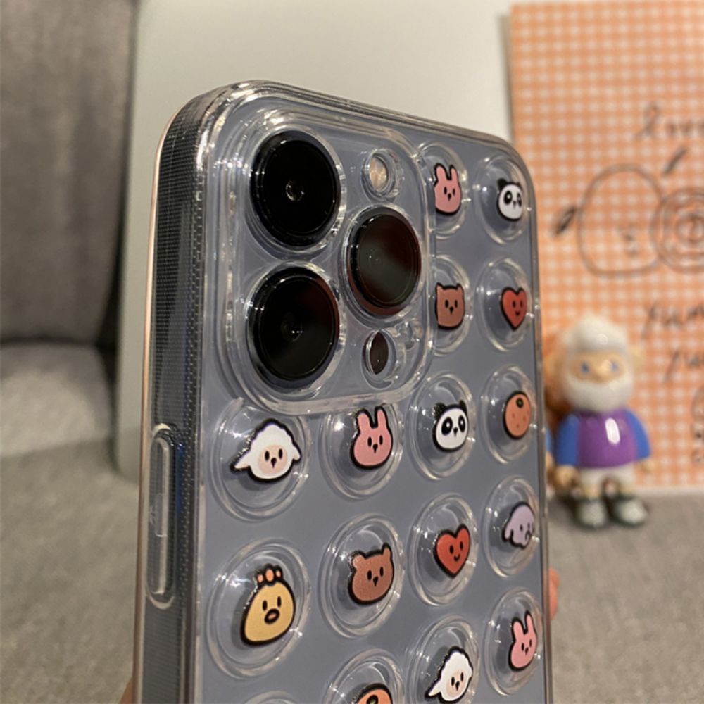 Ốp Điện Thoại Dẻo Trong Suốt Họa Tiết Hoạt Hình Bong Bóng 3D Chống Sốc Cho IPhone 14 11 12 13 Pro Max X XR XS 7 8 Plus